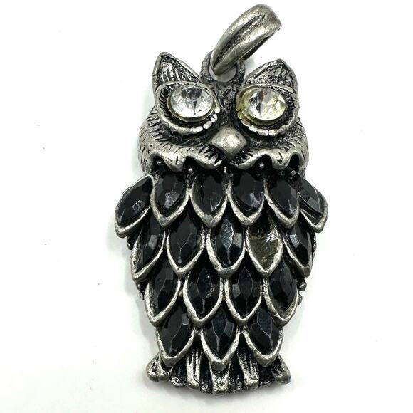 Unbranded Owl Pendant for Necklace Statement Piece Black Grey Pewter - Picture 1 of 7